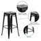 Merrick Lane Newark Series Backless Metal Stool with Square Seat for Indoor-Outdoor Use